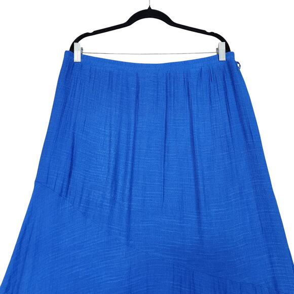 AB Studio Womens Maxi Skirt Size XL Royal Blue Asymmetrical Tiered Textured Y2K - Picture 4 of 9
